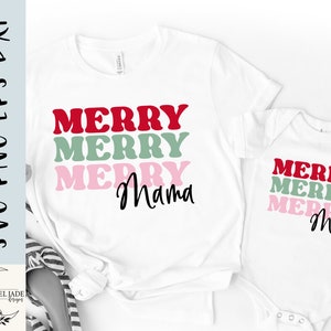 Mama Mini Christmas set SVG design - Merry Mama SVG file for Cricut - Mommy and Me Christmas SVG - Digital Download
