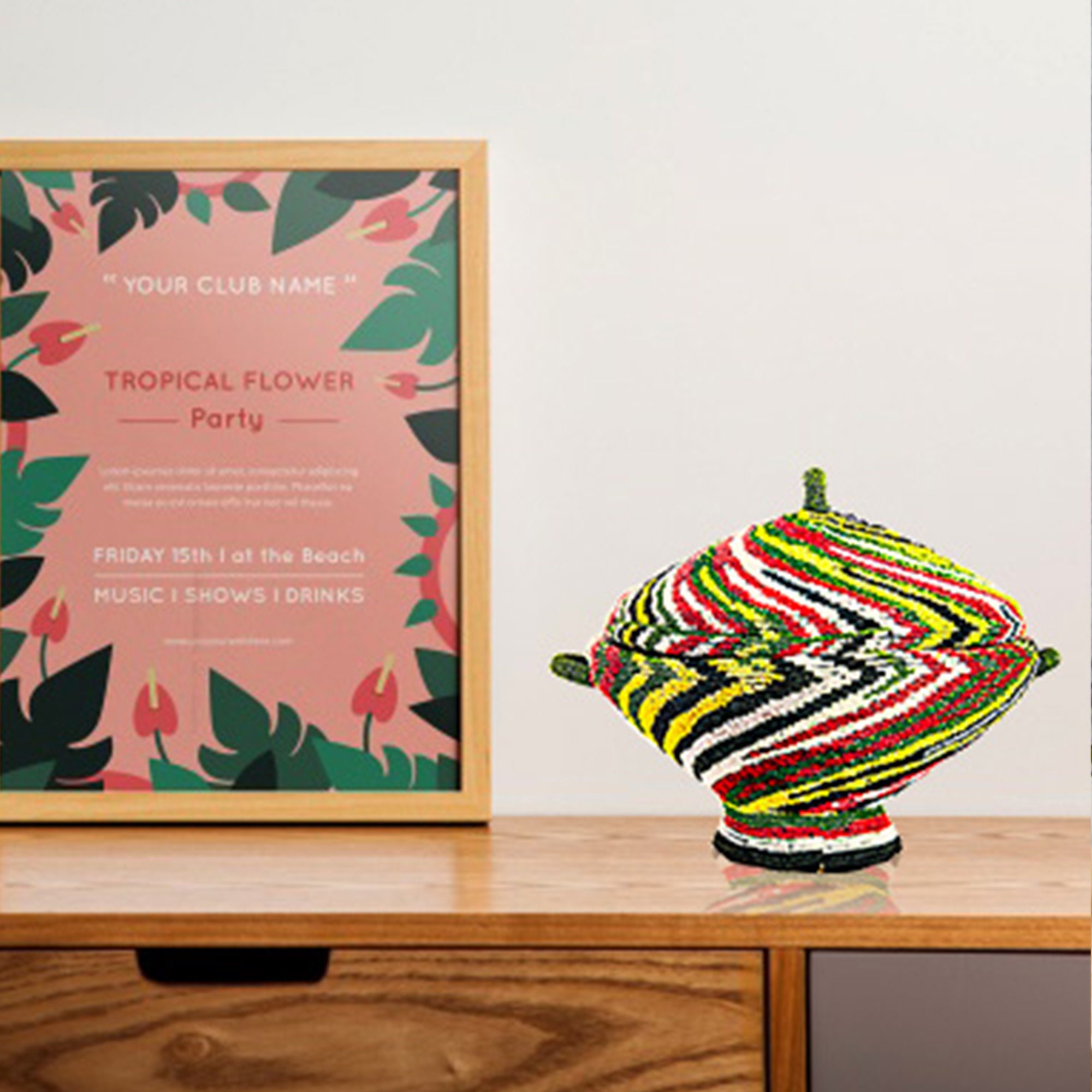 Big Yellow MultiColour Handmade Basket Etsy