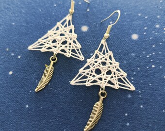 Luna Feather - Handgemachte String Art Ohrringe mit Feder Anhänger