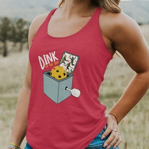 Women&#39;s Pickleball Dink in the Box Racerback Tank - Pickleball Tank Top - Funny Pickleball Tank