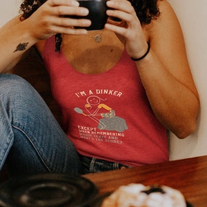 Women&#39;s Funny Dinker Thinker Pickleball Racerback Tank - Pickleball Tank Top - Funny Pickleball Tank