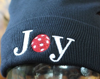 Pickleball Joy Embroidered Beanie - Pickleball Knit Hat - Pickleball Cap - Joy Beanie - Pickleball Hat