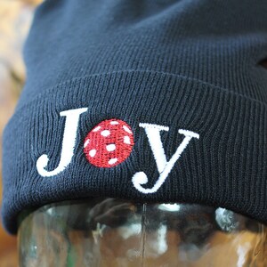 Pickleball Joy Embroidered Beanie - Pickleball Knit Hat - Pickleball Cap - Joy Beanie - Pickleball Hat