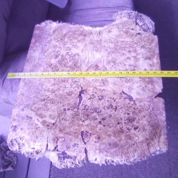 1  Figured ,Maple  Burl Slice 22"x21"x1.25" Some Elegant Inklines..Epoxy burl table...River Table
