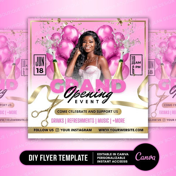 DIY Grand Opening Flyer, Grand Opening Event Flyer, Celebration Flyer, Launch Event Party, Lash, Hair, Nails Flyer, Social Media Post #416