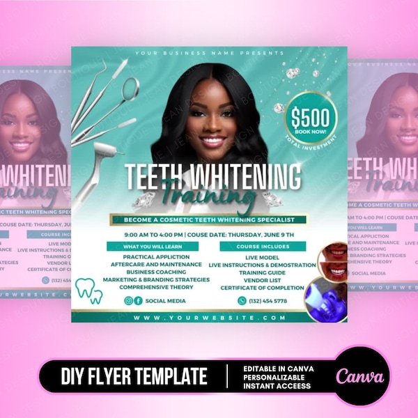DIY TEETH Whitening Training Flyer, Teeth Whitening Flyer, Teeth Whitening Class, Dentist Flyer, Template Flyer, Social Media Flyer #297