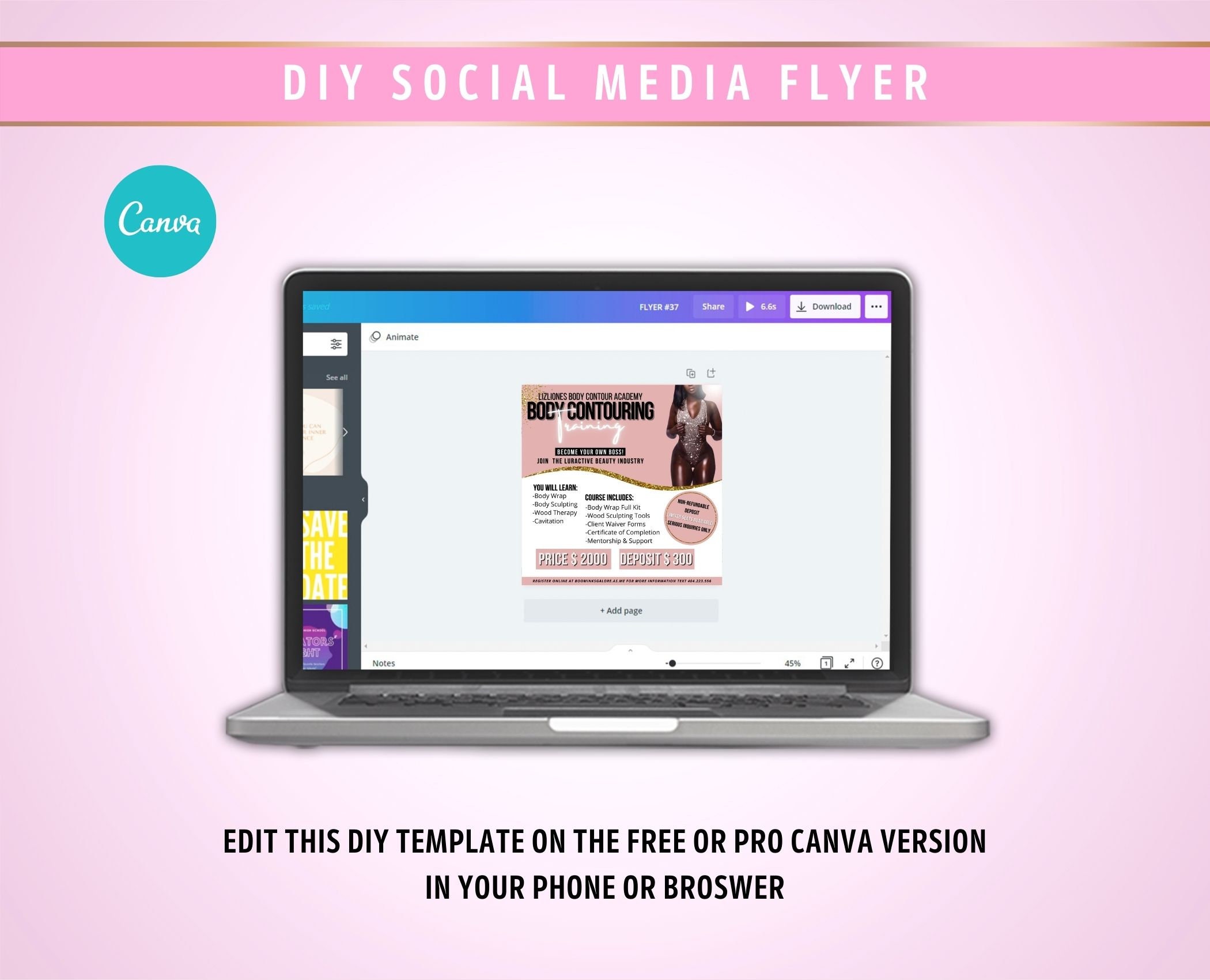 DIY Body Contouring Training Flyer Body Contouring Academy Etsy