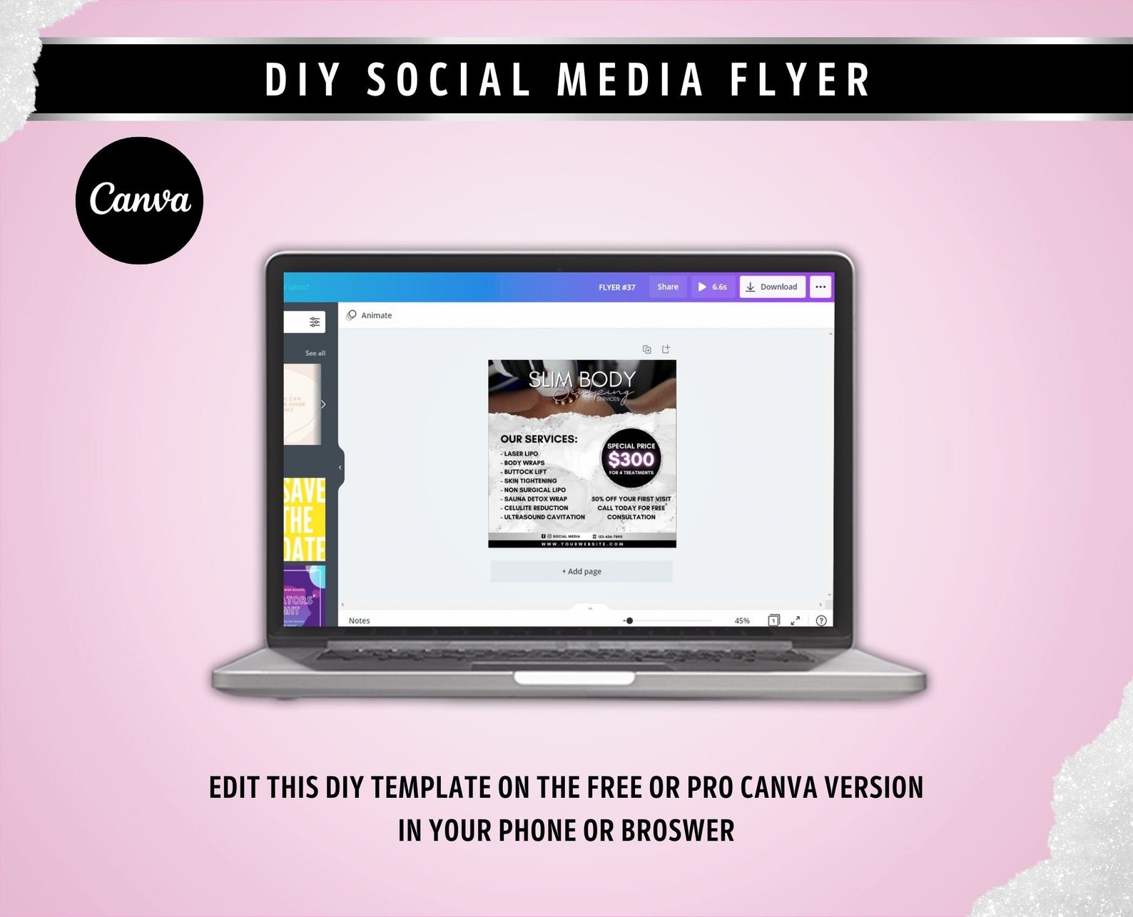 DIY Body Contouring Animated Flyer, Body Scuplting Motion Flyer, Slim