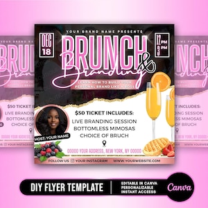 DIY Brunch and Branding Flyer, Brunch Flyer, Brunch Invitation Flyer, Networking Event , Premade Template, Social Media Flyer #516