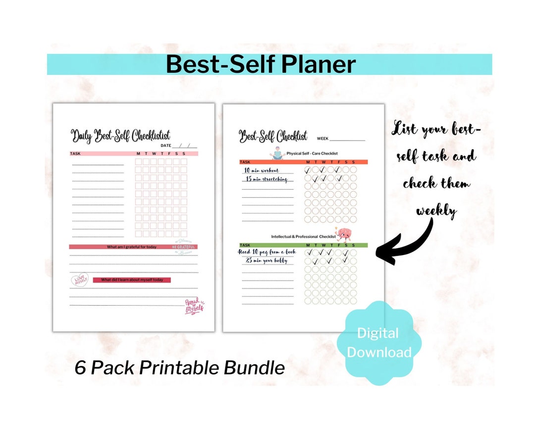 Self Care Checklist, Self-care Planner, Selfcare Journal Tracker ...