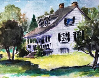 Historic Snee Farm in Mt. Pleasant, SC - Original Watercolor Painting, Print, or Set of Notecards w envelopes by susan elizabeth jones