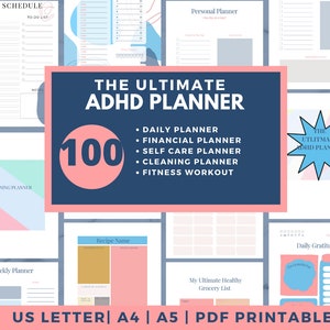 ADHD Bundle ADHD Printable Planner for adults ADHD Journal Adhd Productivity Planner Life Planner Life Binder Organization