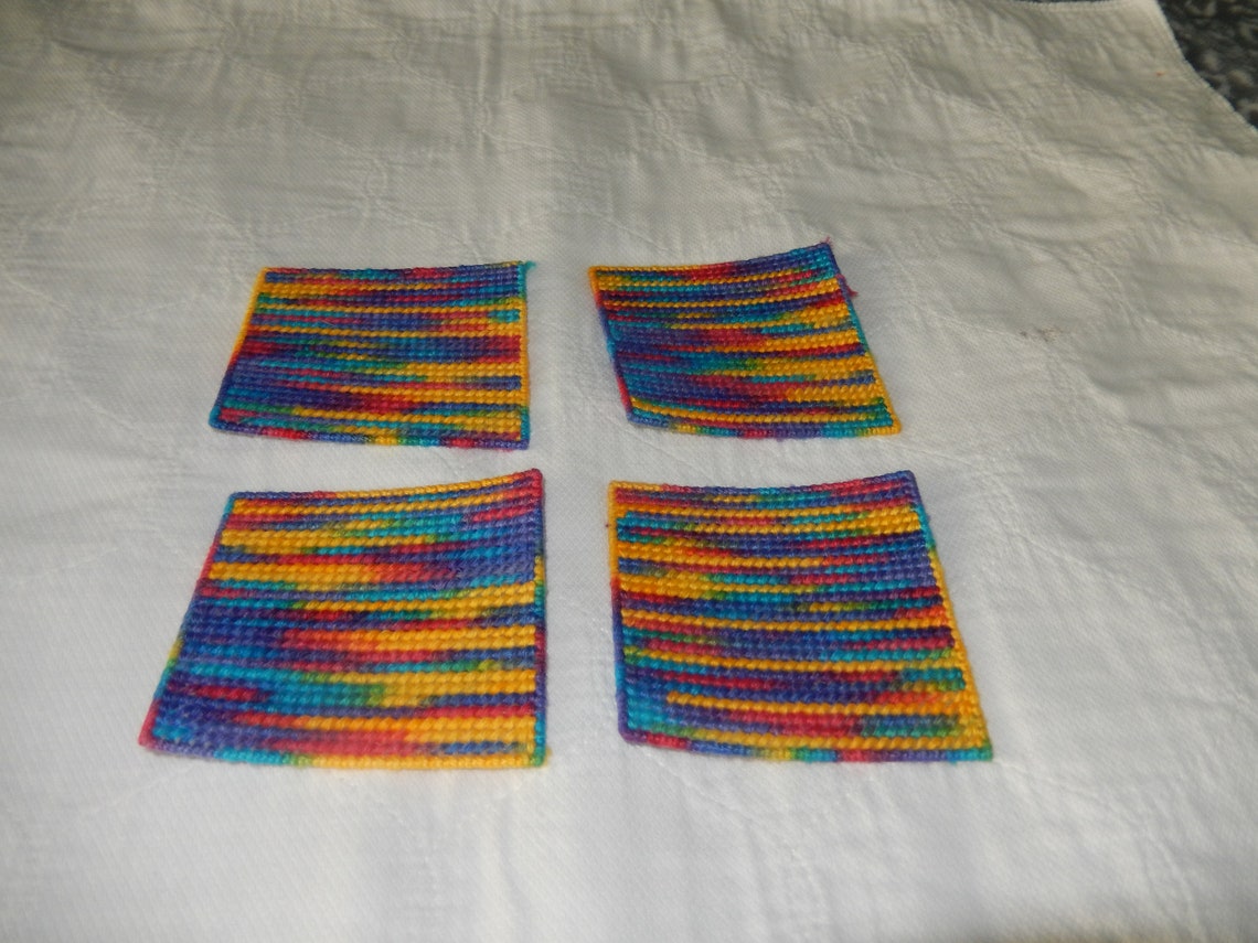 Plastic Canvas Yarn Coasters 4 Pack Etsy