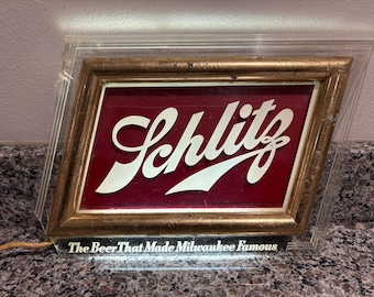 Vintage 1976 Schlitz Light Beer Small Round Plastic Sign - FREE