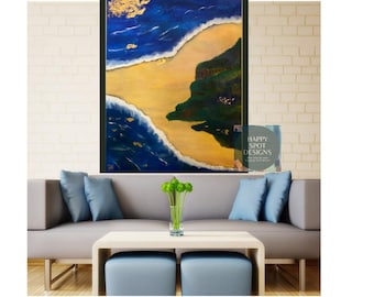 Tale of Twin Beaches Large Canvas Wall Painting.