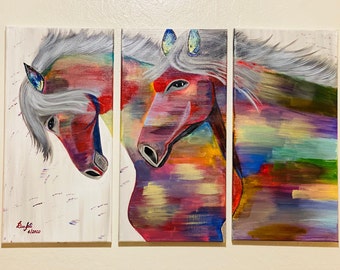 Original Canvas Wall Art Horse Acrylic Painting, Abstract Canvas Acrylic painting, House Decor, Office Decor