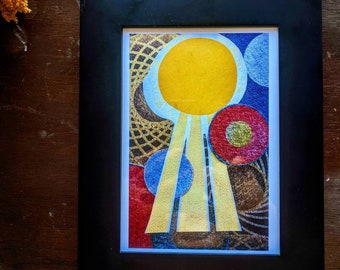 Art Print // Abstract Art // Collage // Wall Art // Desk Art // Sun Print // Title: For Amber // Iconography // Expressionism // Soul