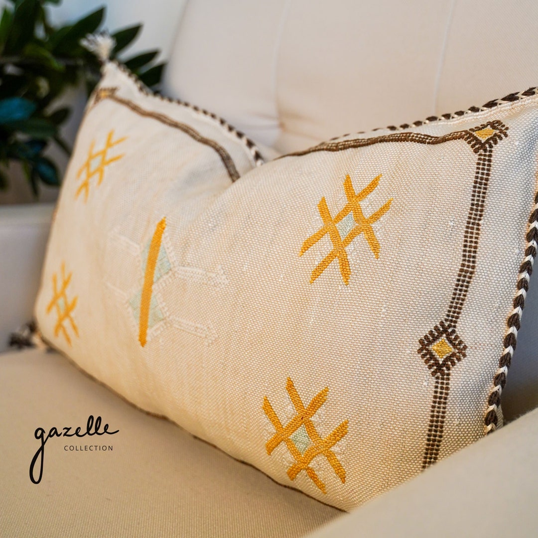 Neutral Boho Pillow Set Beige Sofa Pillow Set Moroccan Cactus Pillow