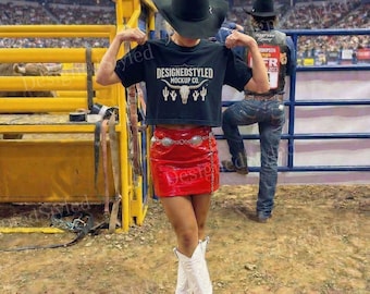 Koszulka Comfort Colors 3023CL w kolorze czarnym, pudełkowa, krótka, zdjęcie z rodeo areny (JPEG)