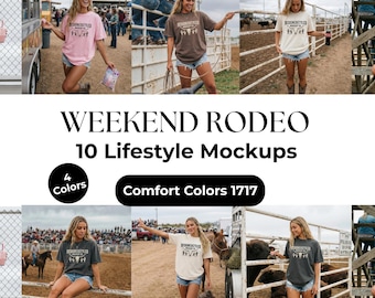 Maqueta de camiseta Comfort Colors 1717 / Descarga digital de estilo de vida de rodeo occidental