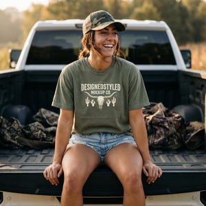 Comfort Colors 1717 Moss Mockup | Western Truck Tailgate | Hunting Southern Lifestyle T-shirt | Outdoor Country Girl Estetik