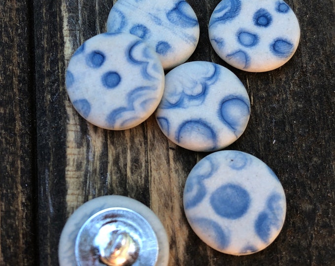 Delft Porcelain Artisan buttons-shank button-shank delft button-baby buttons-pottery buttons-blue delft-ceramic button-delft button-baby