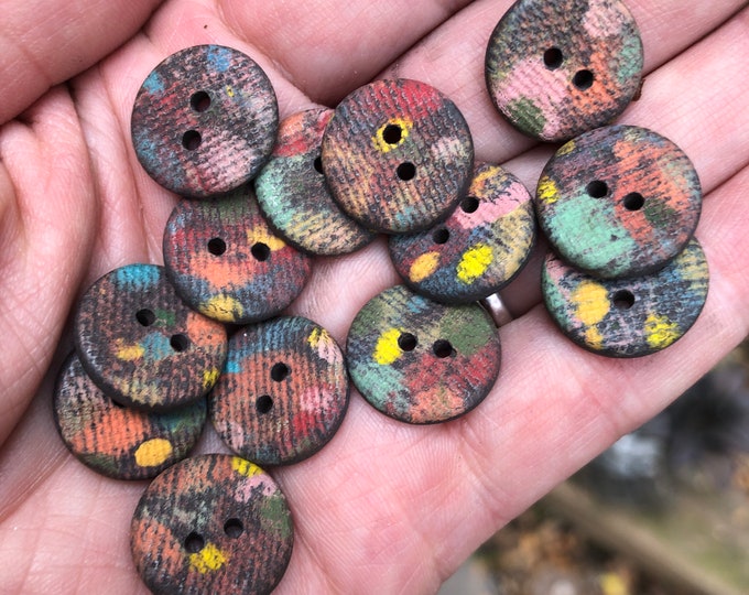 Pastel Reflections-artisan buttons-handmade buttons-hand painted buttons-pottery buttons-ceramic buttons-multicolor buttons