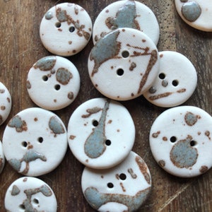 Blue Shino Porcelain Buttons-unique buttons-japanese button-artisan button-white blue button-handmade button-japanese style buttons