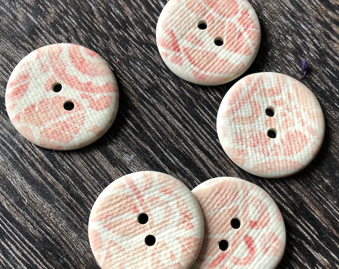 Set of 8 Candy Floss Handpainted Porcelain Buttons-Artisan Buttons-Pink buttons-sweater buttons-handmade buttons-small pink buttons