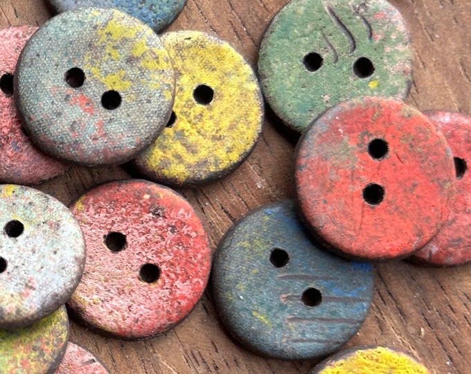 Osia Handpainted Artisan pottery buttons-Washable handmade button-Ceramic Button-Handpainted button-impressionist-unique button-funky button