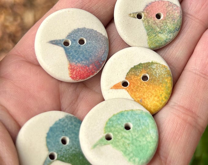 Various Flock of Bird sets-3/4inch 19mm Handpainted Porcelain Button-Artisan Button-Bird Button-ceramic button-pottery button unique button