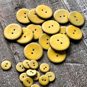 Vibrant Mustard Buttons-Ceramic button-Artisan button-handmade button-pottery button-yellow button-large mustard button-Statement button