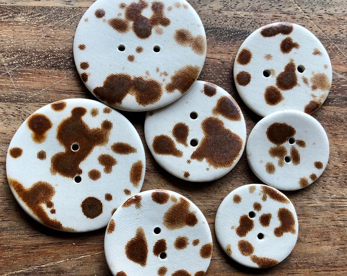 Appaloosa Porcelain Button-Handmade button-pottery button-ceramic button-brown button-horse button-western button cowboy button-clay button