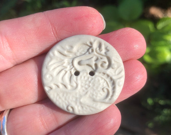 vory Porcelain Dragon Button-Artisan Button-Ceramic Button-Handmade button-white button-statement button-dragon button-porcelain button