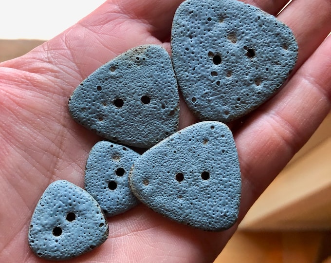 Dusty Blue Moon Artisan Buttons-Powder Blue button-coat buttons ceramic buttons-unique blue coat buttons-blue sweater button-handmade button