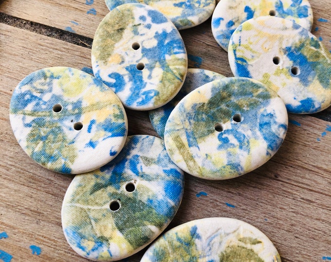 Waters of Life-Hand painted Porcelain Buttons-art buttons-custom buttons-sewing notion-knitting notions-Green buttons -blue buttons