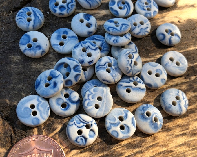 Baby Delft Porcelain Button-baby button-pottery button-washable button-Blue button-porcelain button-ceramic button-delft button small button