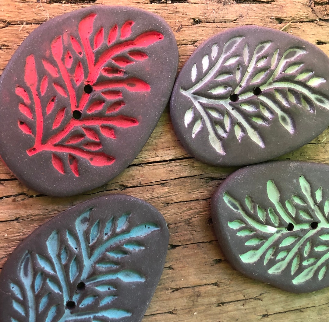 Rustic Branch Ceramic Button-pottery Button-tree Button-leaf Button-red ...