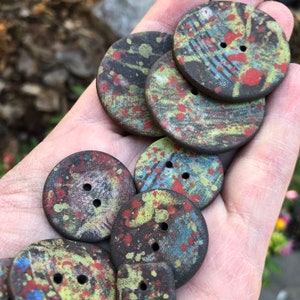 Limberlost Handpainted Artisan Buttons-ceramic buttons-art buttons-statement buttons-Pottery buttons-washable buttons