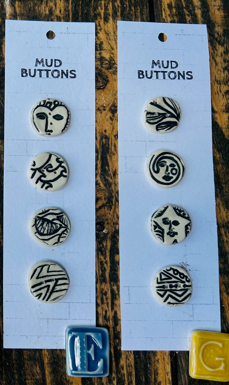 Artisan Hand Made Buttons-porcelain Buttons Button-funky Button-white ...