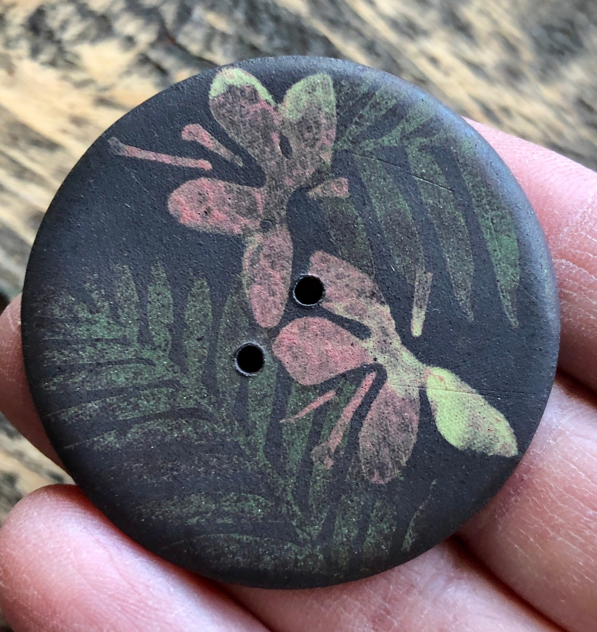Shadow Garden Artisan Button-Hand painted button-ceramic button-art ...