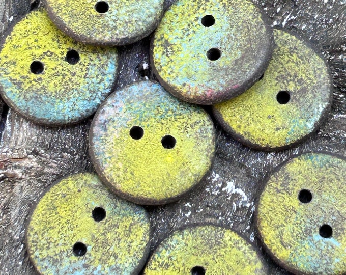 Sublime Lime Pottery Artisan Button Green button-unique button-clay button-chartreuse button-pottery buttons-lime button-yellojgreeen button