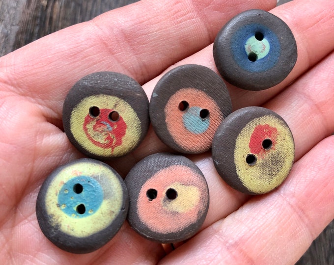 Splat Handpainted Artisan Buttons-Hand-handmade buttons-Pottery Button-Statement Button-ceramic button-Art Buttons-purse making-bag making
