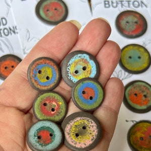 Joyful Artisan Buttons-Hand-painted buttons-Pottery Button--ceramic button-Art Buttons-colorful button-multicolour button-funky boho button