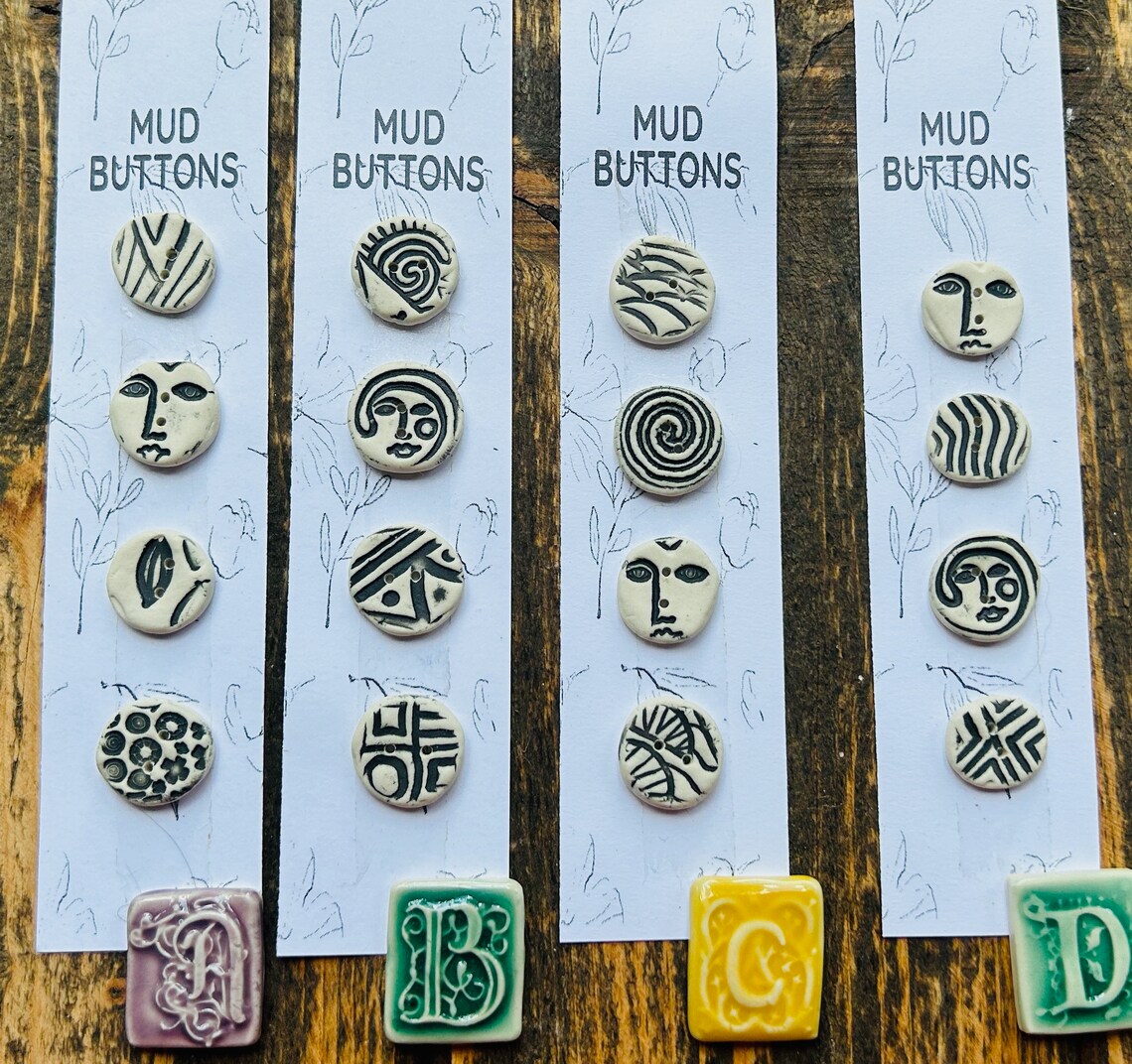 Artisan Hand Made Buttons-porcelain Buttons Button-funky Button-white ...