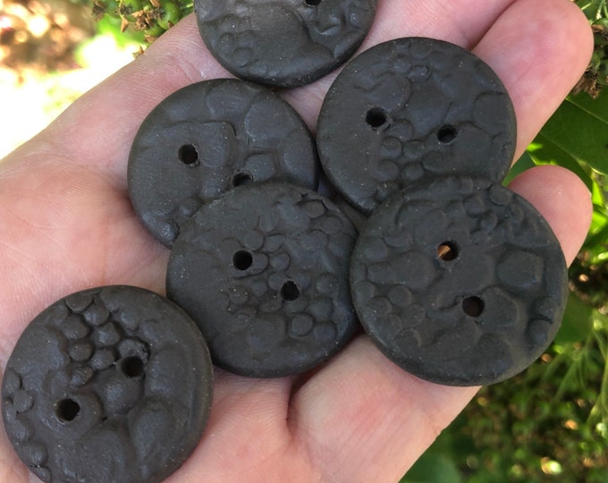 Lava BubblesArtisan Buttons-Ceramic Buttons-buttons-handmade buttons-black buttons-Pottery buttons-ceramic buttons-dark brown button