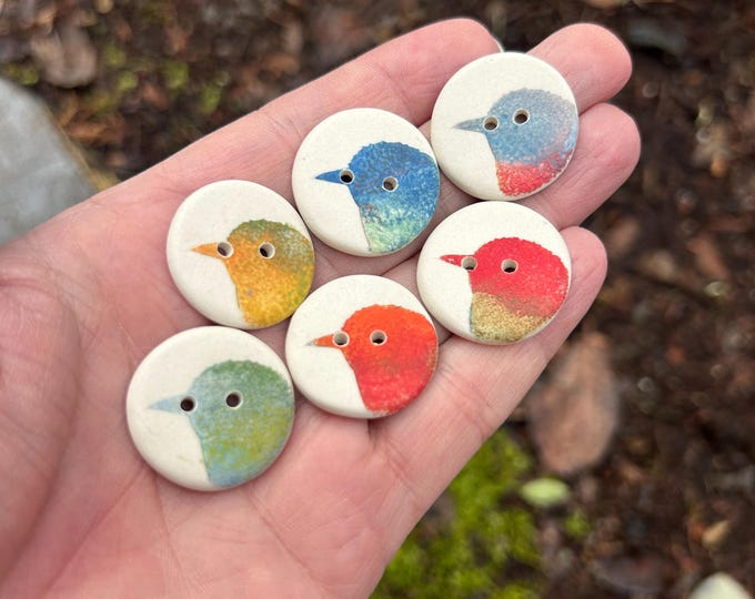 Various Flock of Bird  sets-1 inch 25mm Handpainted Porcelain Button-Artisan Button-Bird Button--ceramic button-pottery button unique button
