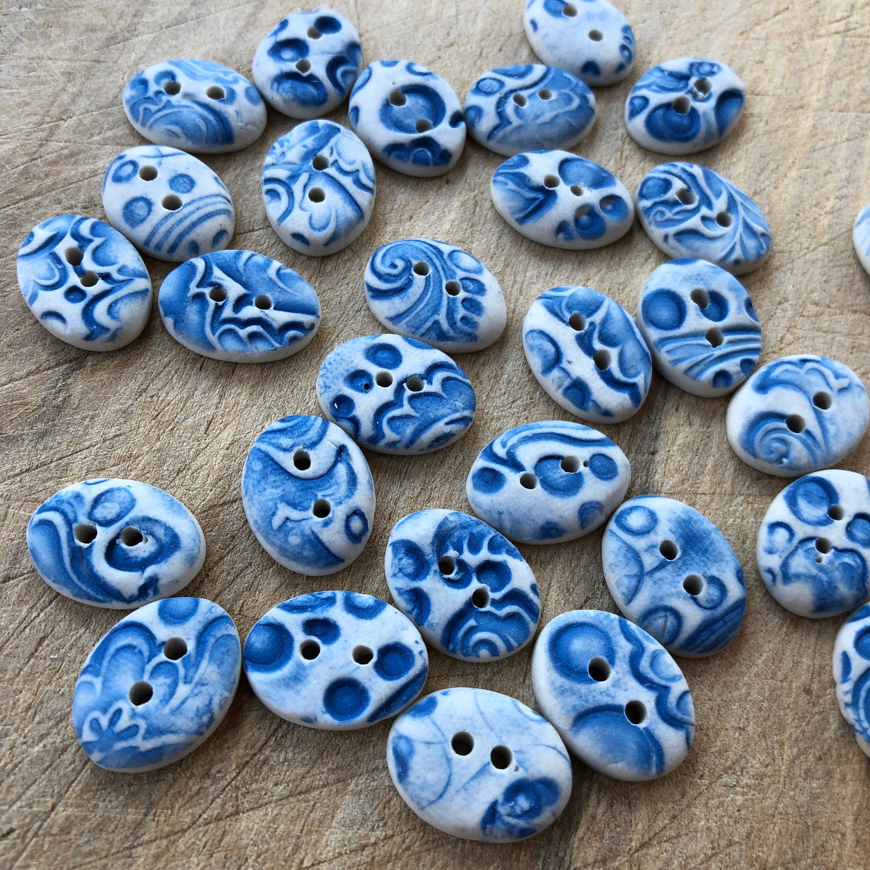 Handmade Ceramic Birch Buttons: 1.25 Blue – B. Cronk Ceramics