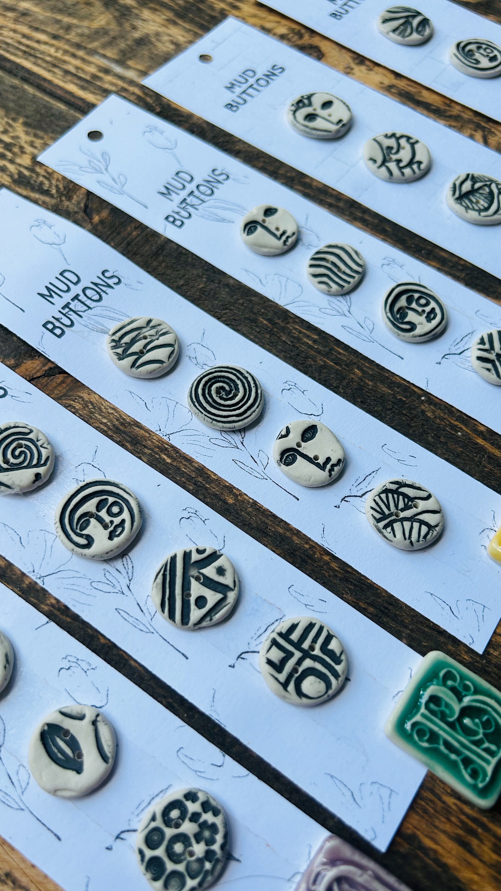 Artisan Hand Made Buttons-porcelain Buttons Button-funky Button-white ...