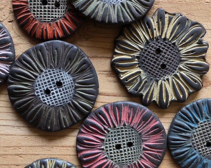 Rustic Daisy Buttons-artisan buttons-
